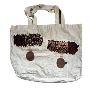 Malia & Co Hawaiian Inspired Hula Implements Uli Uli Applique Canvas Tote Bag